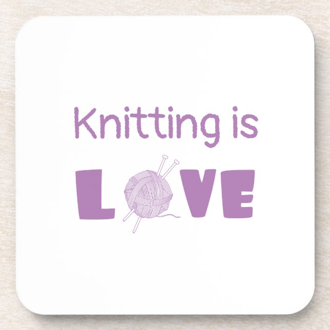 Knitting is Love Beverage Coaster (Front)