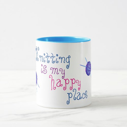 Knitting is my happy place mug