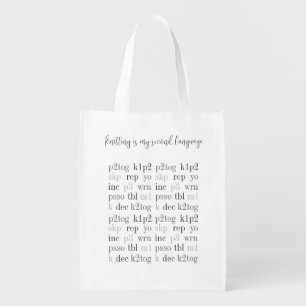 KNITTING IS MY SECOND LANGUAGE Reusable Bag
