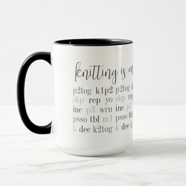 KNITTING IS MY SECOND LANGUAGE Tall Combo Mug (Left)