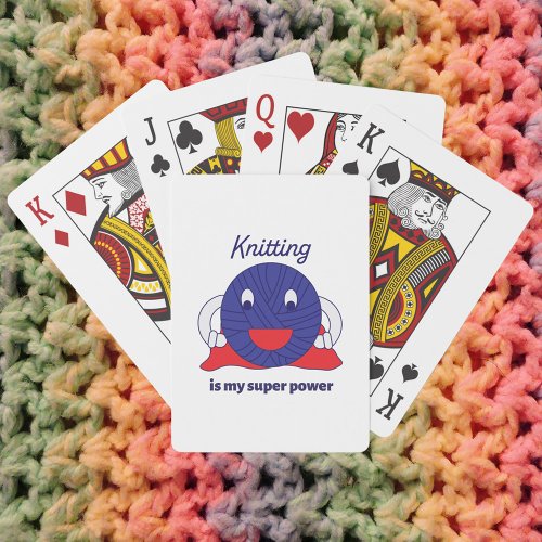 Knitting is My Super Power Yarn Blue Funny Poker Cards