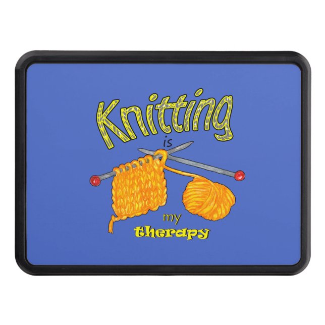 Knitting is My Therapy, Knitting lover Hitch Cover (Front)
