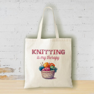 Knitting Is My Therapy Tote Bag