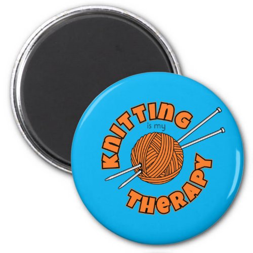 Knitting is my Therapy Yarn Ball  Needles Graphic Magnet