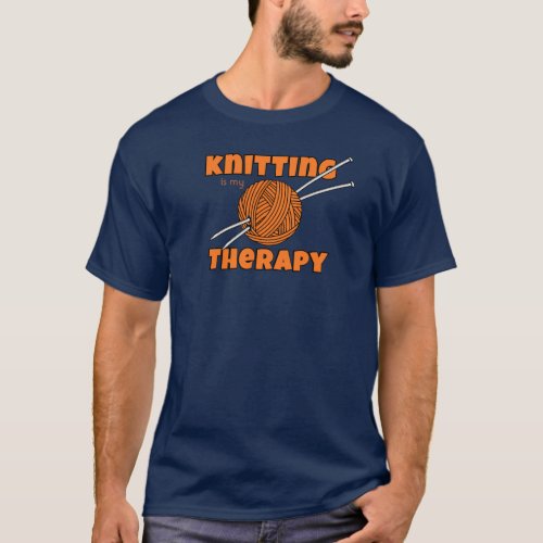 Knitting is my Therapy Yarn Ball  Needles Graphic T_Shirt