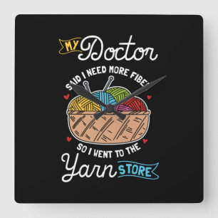 Knitting Knitter Square Wall Clock
