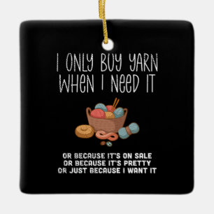 Knitting Knitting Basket Ceramic Ornament