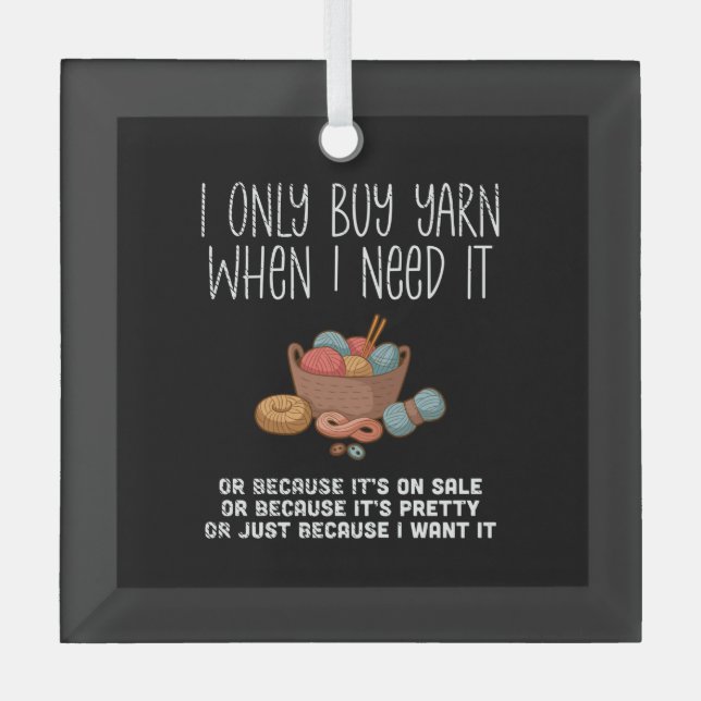 Knitting Knitting Basket Glass Ornament (Front)