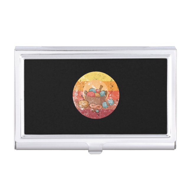 Knitting Knitting Basket With Wool Business Card Case (Front)