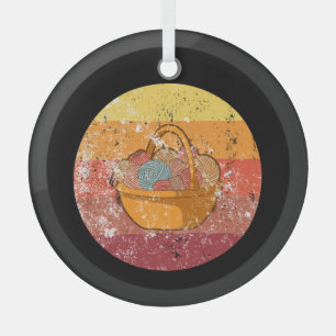 Knitting Knitting Basket With Wool Glass Ornament