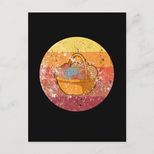 Knitting Knitting Basket With Wool Postcard (Front)