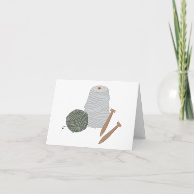 Knitting Letterpress Thank You Card (Front)