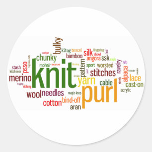 Knitting Lexicon - words for knitters!  Knit On! Classic Round Sticker
