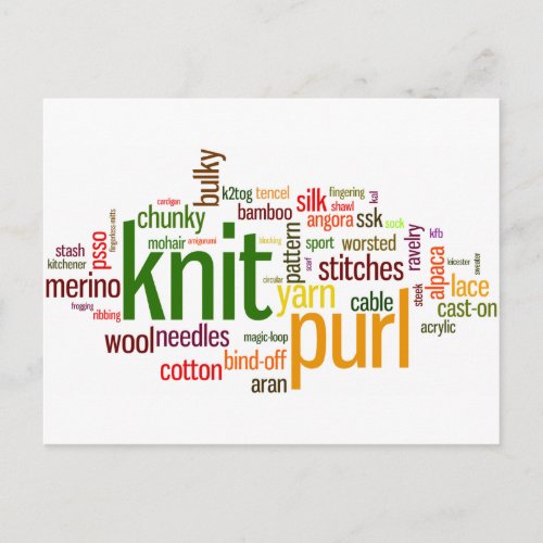 Knitting Lexicon _ words for knitters  Knit On Postcard