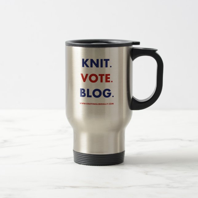 Knitting Liberally Travel Mug (Right)