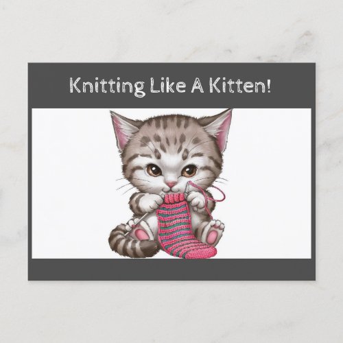 Knitting Like a Kitten Message Personalize Name  Postcard