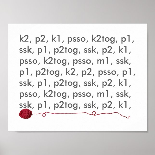 Knitting Lingo Red Yarn Crafts Poster (Front)