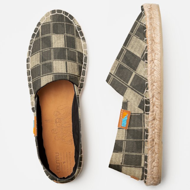 Knitting Look Grey Geometrical Squares Men Espadrilles (Side)