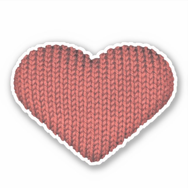 Knitting Love Red Heart Sticker (Front)