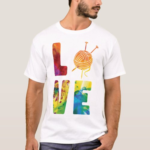 Knitting Love Watercolor T_Shirt