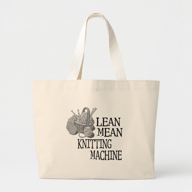 Knitting Machine Large Tote Bag (Front)