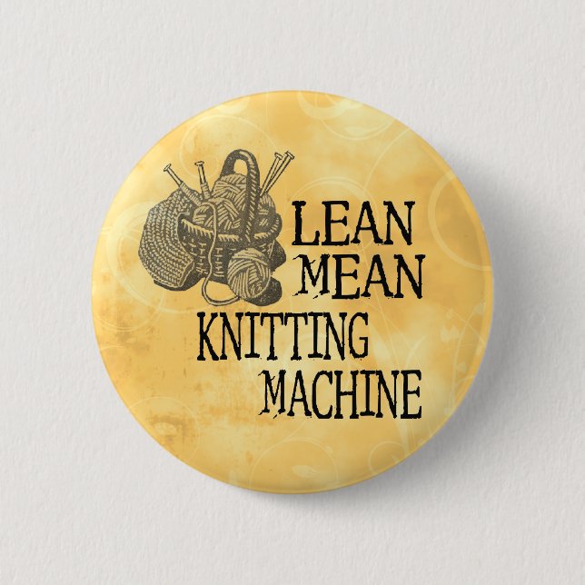 Knitting Machine Pinback Button (Front)