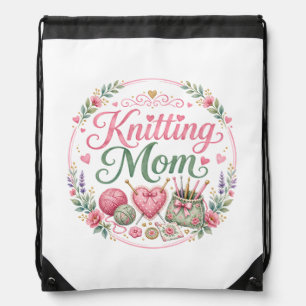 Knitting Mom Drawstring Bag
