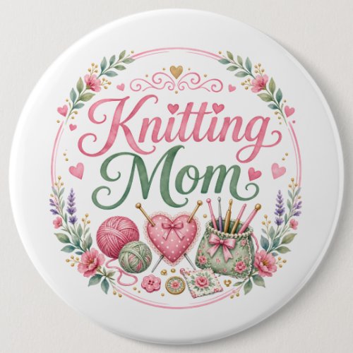 Knitting Mom Round Keychain Button