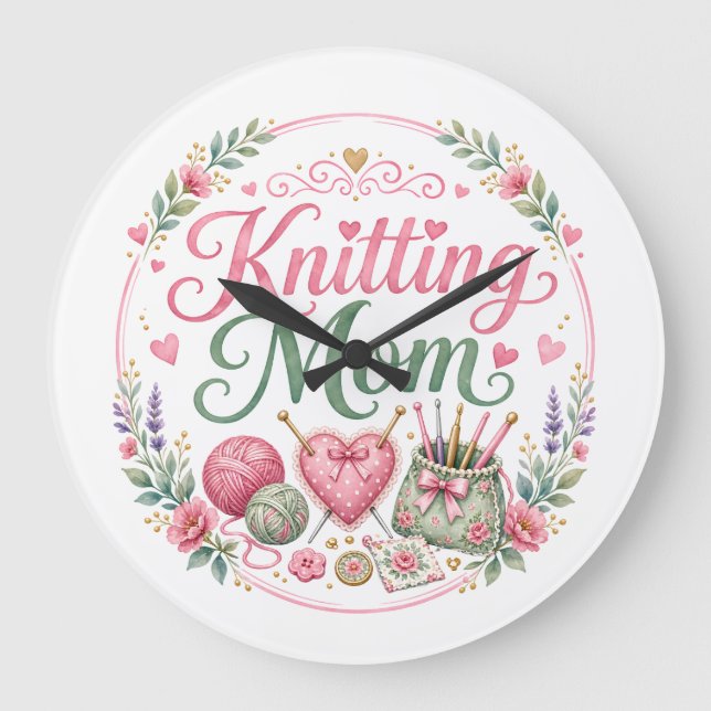 Knitting Mom Wall Clock (Front)