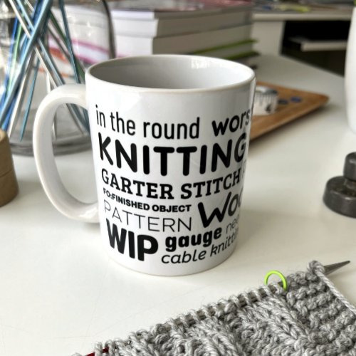 Knitting Mug _ Knitters Word Collage