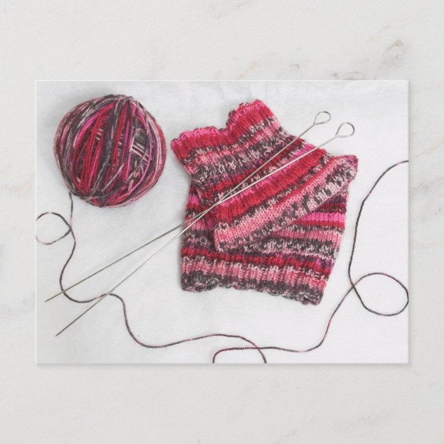 Knitting Needles and Yarn Ball Postcard (Front)