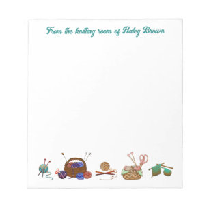 Knitting Needles and Yarn Baskets Custom Text Notepad