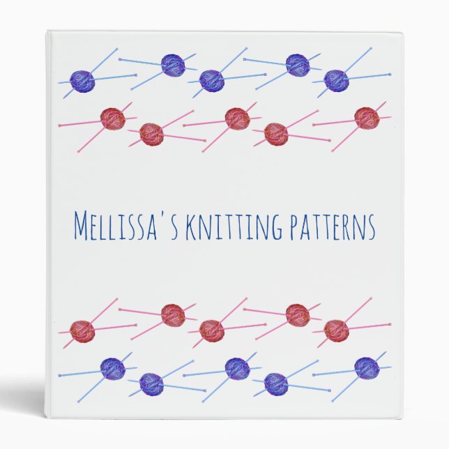 Knitting needles, for patterns, with your name binder (Front)