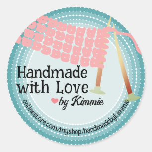 Knitting needles knitted scarf knitter yarn crafts classic round sticker