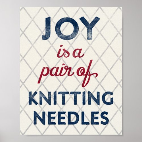 Knitting Needles Poster Vintage Knitter Art Print