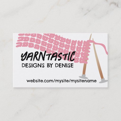 Customizable Knitting needles scarf olive brown business cards