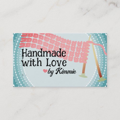 Knitting needles scarf pink grey business cards...