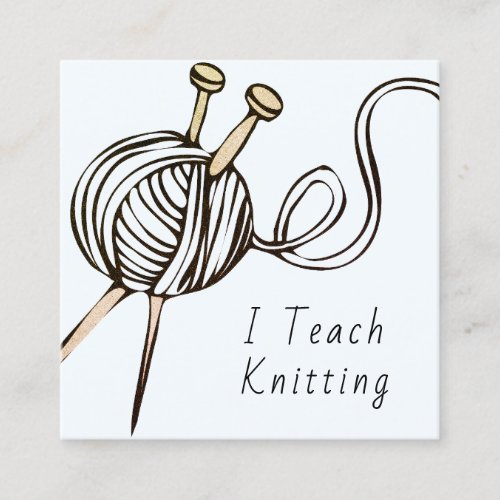 Knitting Needles Yarn Arts Teacher Square Business Card