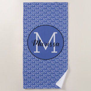 Knitting Needles Yarn Crafts Name / Initial Dark Beach Towel