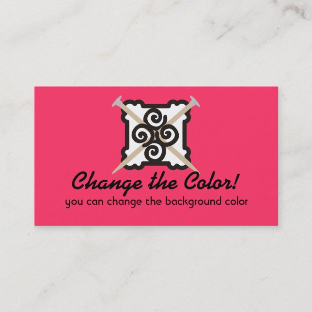 Knitting needles yarn custom color business card (Front)