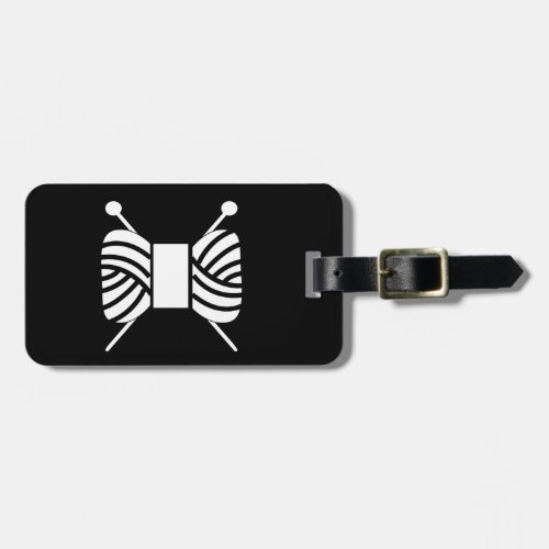 Knitting Needles  Yarn Skein Crafts Dark Luggage Tag