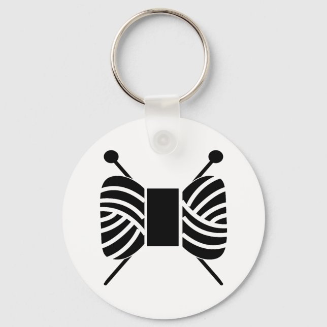 Knitting Needles Yarn Skein & Crafts Keychain (Front)