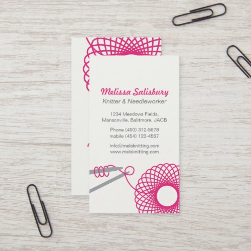 Knitting needlework business cards