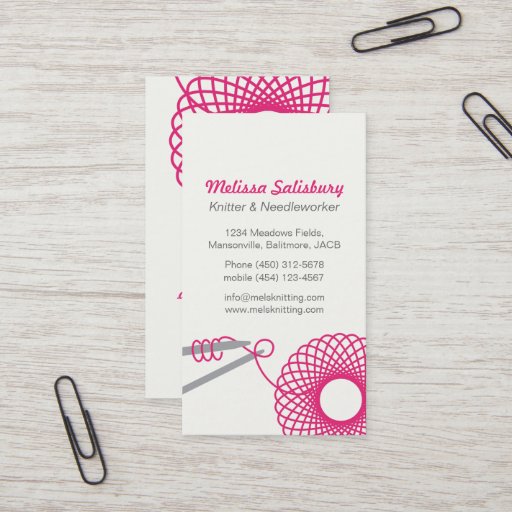 Customizable Knitting needlework business cards