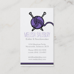 Knitting needlework purple business cards