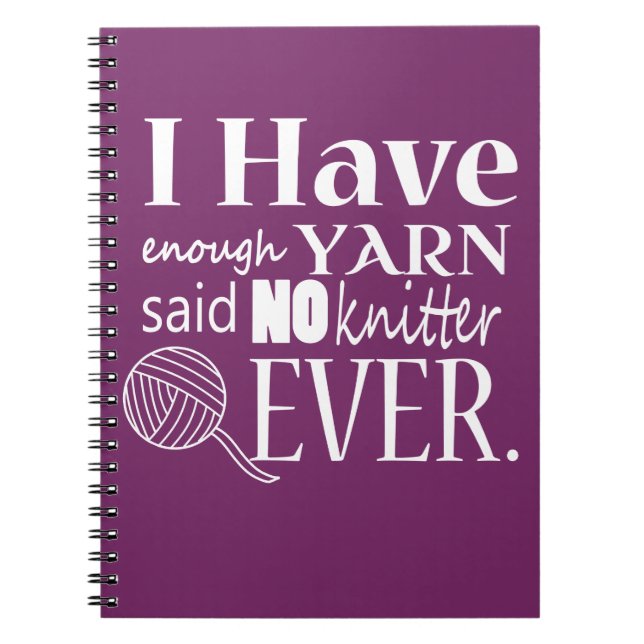 Knitting • Not Enough Yarn Crafts Dark Notebook (Front)