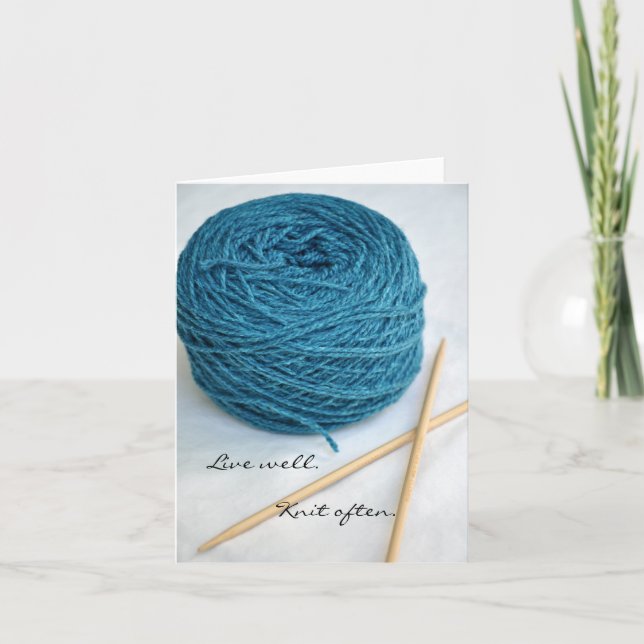 Knitting Note Card - Live well. Knit often. (Front)