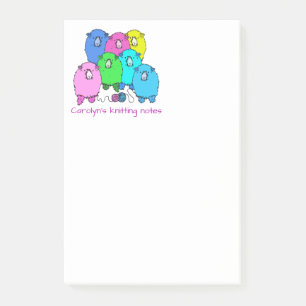 Knitting note.  Fluffy sheep and yarn personalized Post-it Notes