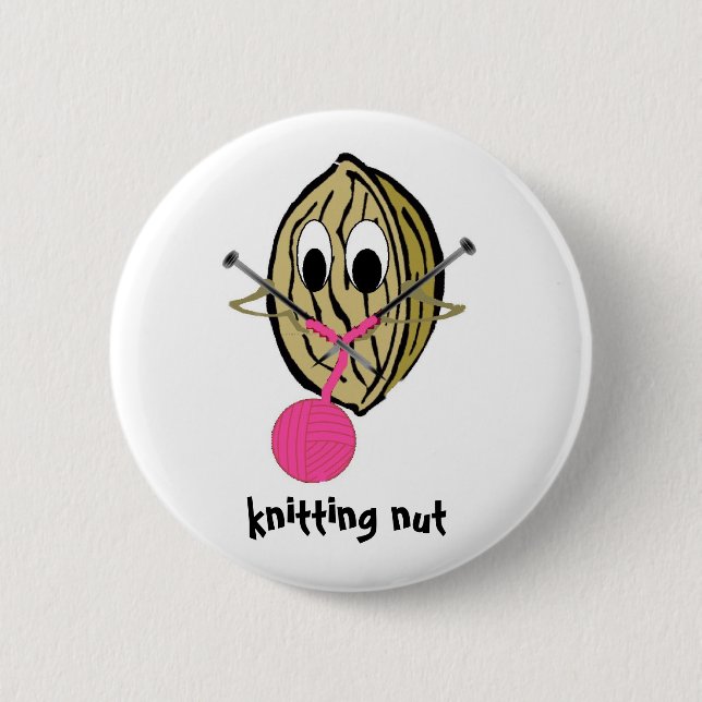 knitting nut pinback button (Front)
