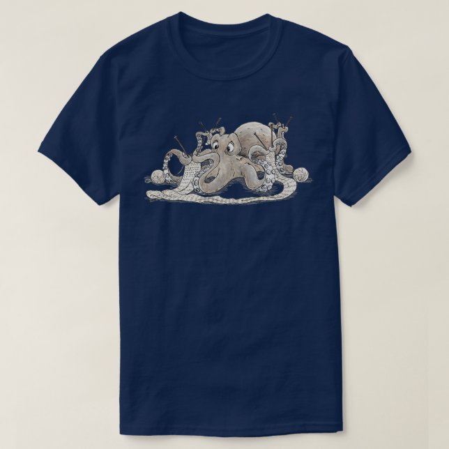 Knitting Octopus  T-Shirt (Design Front)